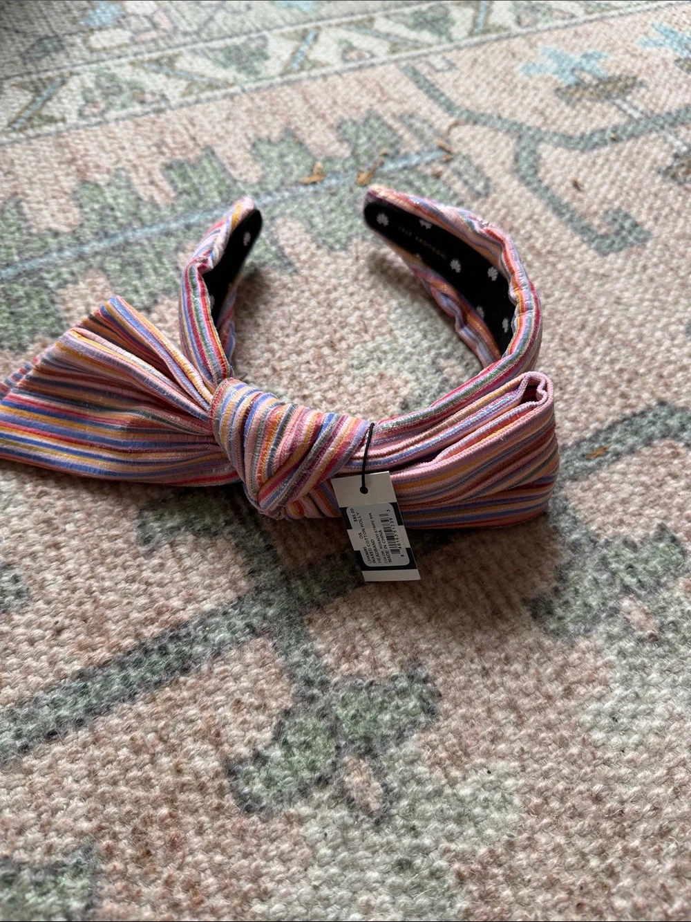Lele Sadoughi Waxed Cotton Headband in Rosado Stripe | NWT